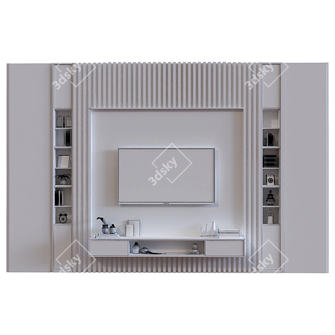 Modern TV Wall Set 2015 3D model image 5