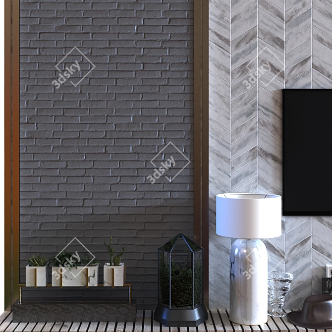 Modern TV Wall Set: Stylish Design, Easy Assembly 3D model image 3