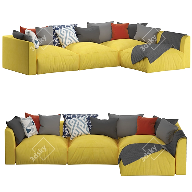 Handcrafted Knitted Linen Sofa 3D model image 1