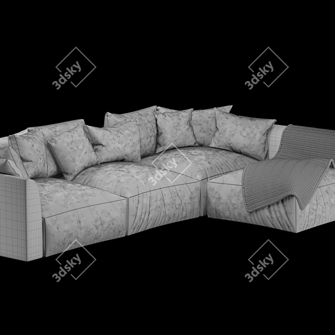 Handcrafted Knitted Linen Sofa 3D model image 5