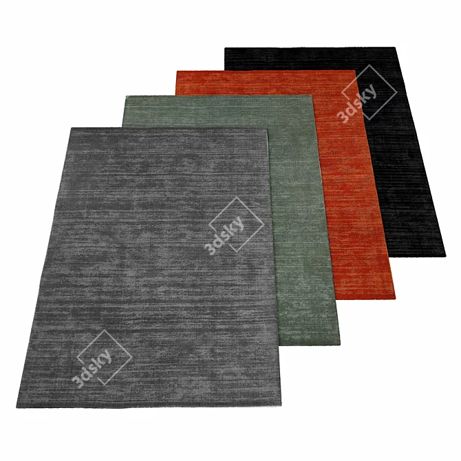 Terracotta Hand-Loomed Wool Rug 3D model image 1