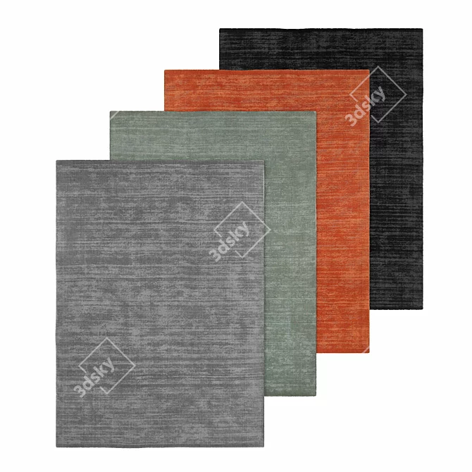 Terracotta Hand-Loomed Wool Rug 3D model image 2