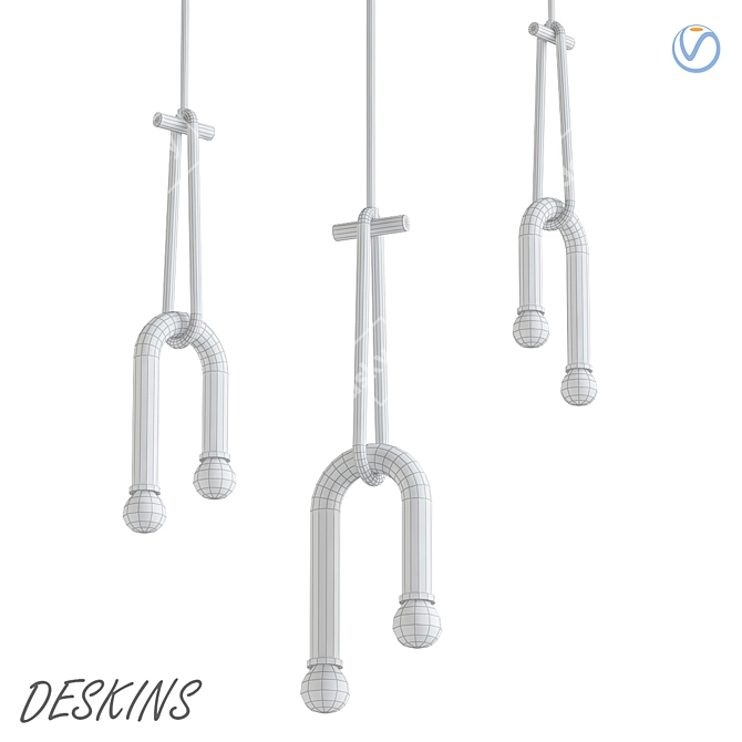 Sleek 2-Light Pendant Fixture 3D model image 2