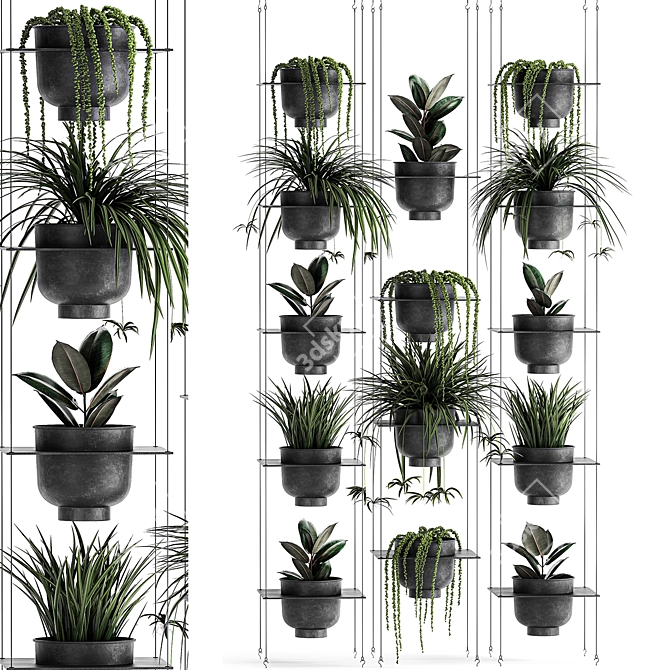 Vertical Greenery: Indoor Plants & Stylish Planter 3D model image 1