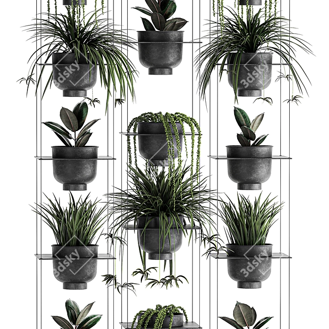 Vertical Greenery: Indoor Plants & Stylish Planter 3D model image 2