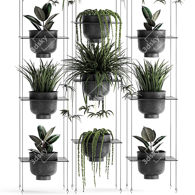 Vertical Greenery: Indoor Plants & Stylish Planter 3D model image 3