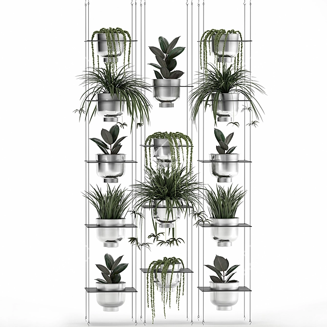 Vertical Garden: Exotic Plants & Stylish Grey Vig Planter 3D model image 4