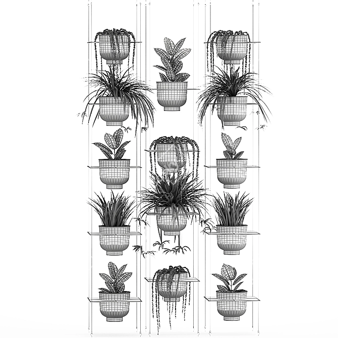 Vertical Garden: Exotic Plants & Stylish Grey Vig Planter 3D model image 5