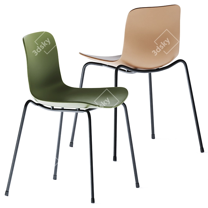 Sleek Stackable Langue Chair 3D model image 3