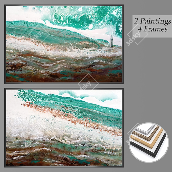 Abstract Wall Art Set 3D model image 1