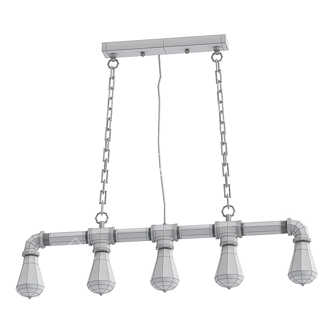 Industrial Steampunk Water Pipe Chandelier 3D model image 2