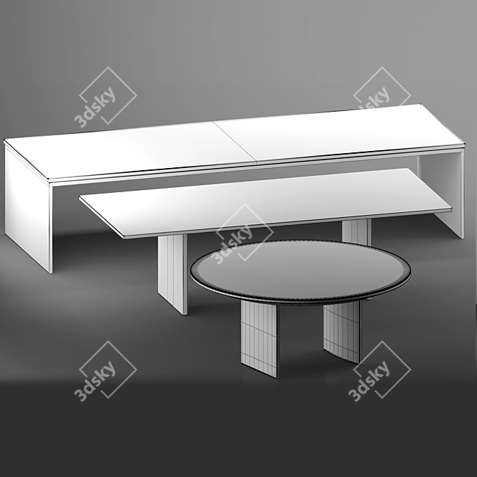 Linha Glass Dining Table 3D model image 5