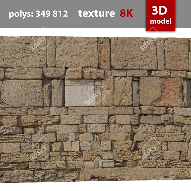 Detailed Stone Wall Model 3D model image 5