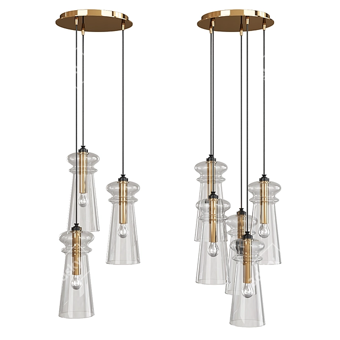 Licio Modern Multi-Light Pendant 3D model image 1