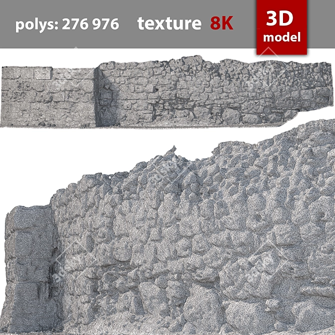 Stone Wall Model - High-Quality 3D Asset 3D model image 3