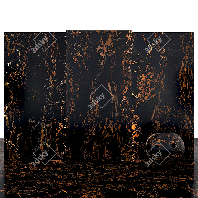 Elegant Portoro Black Marble: Versatile Tiles & Slabs 3D model image 2