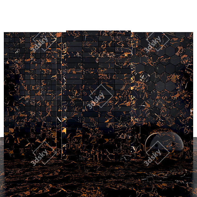 Elegant Portoro Black Marble: Versatile Tiles & Slabs 3D model image 3