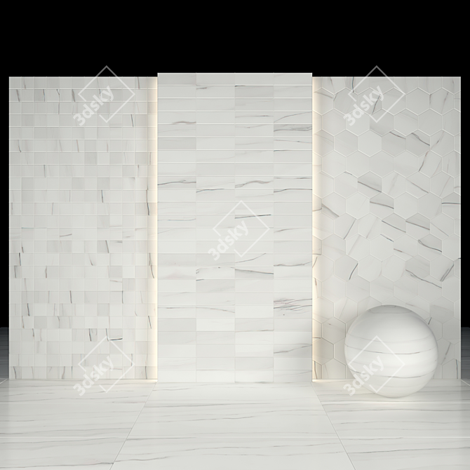 Elegant White Zebrino Marble 3D model image 3