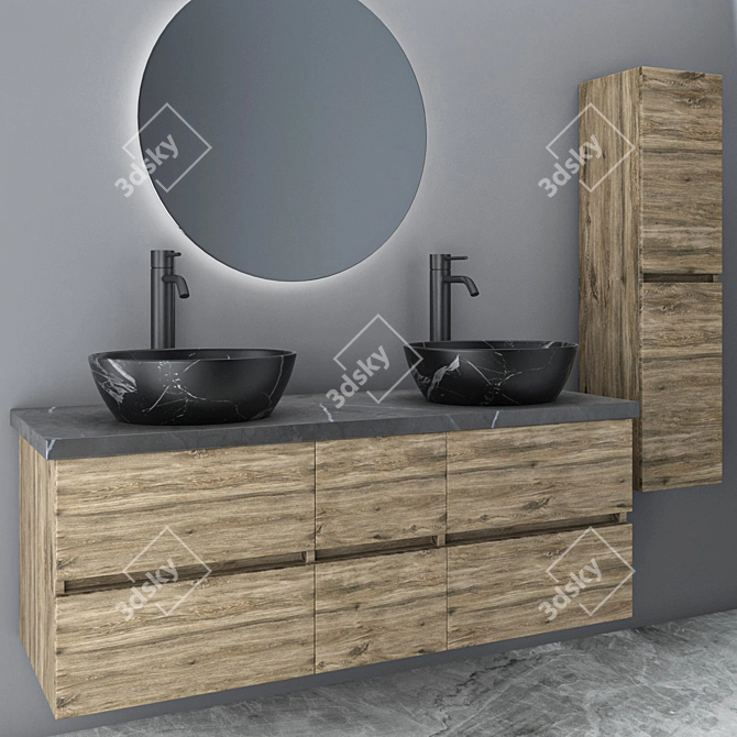 Sleek 6-Piece Bathroom Set 3D model image 3