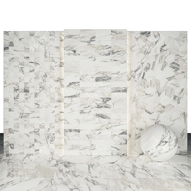 Elegant Arabescato Marble Collection 3D model image 3