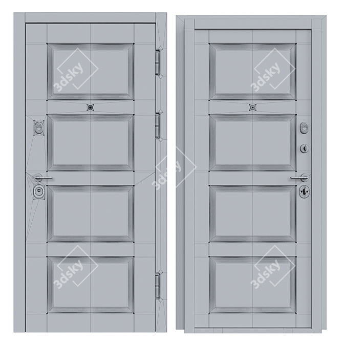 Contemporary Entry Door: Sleek Design & PBR Materials 3D model image 2