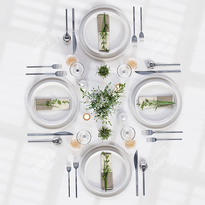 Elegant Table Setting Decor 3D model image 3