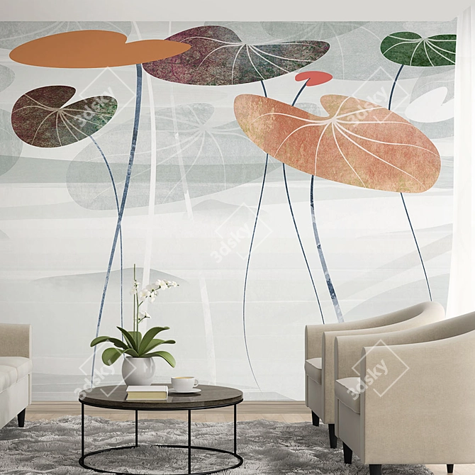 Lotus Leaves Dream | Eco-Mural Wallpapers 3D model image 5