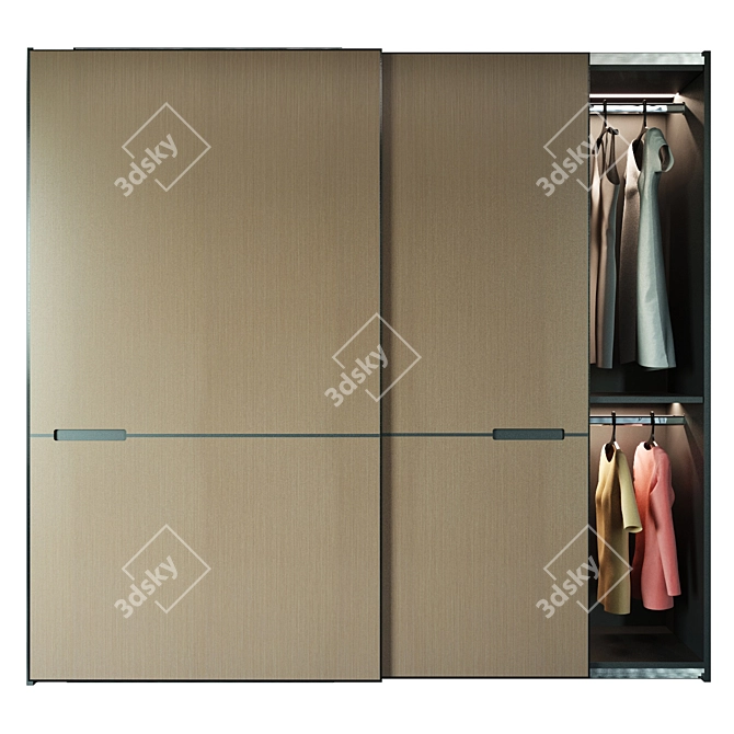 Sleek Modern Wardrobe: 258cm Height, 278cm Width 3D model image 1