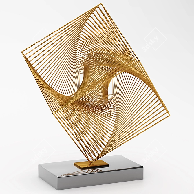 Golden Hypercube Sculpture 3D model image 1