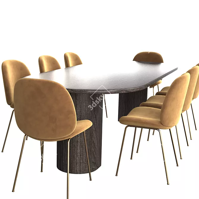 Elegant Dining Set 2015 3D model image 2