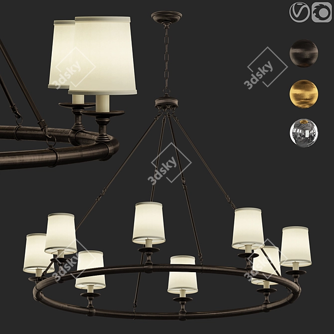 Elegant Devon Round Chandelier 3D model image 5