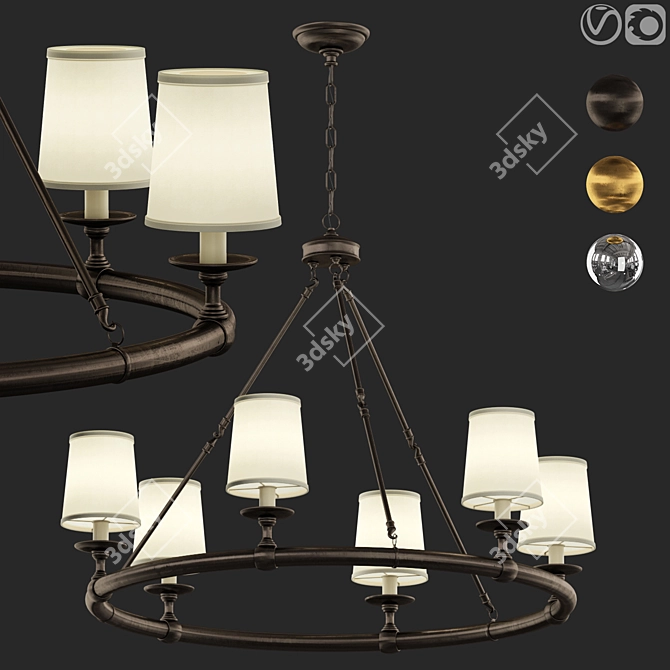 Elegant Devon Round Chandelier 3D model image 7