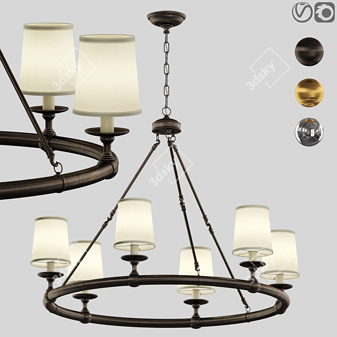 Elegant Devon Round Chandelier 3D model image 9