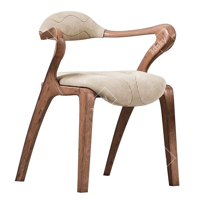 Elegant Velvety Leather Legnor Chair 3D model image 1