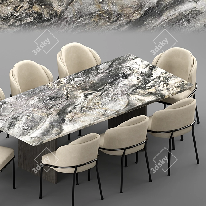 Modern Baron Sea Foam Dining Set 3D model image 2