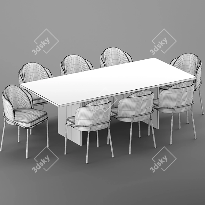 Modern Baron Sea Foam Dining Set 3D model image 4