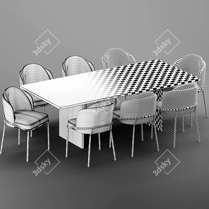 Modern Baron Sea Foam Dining Set 3D model image 8