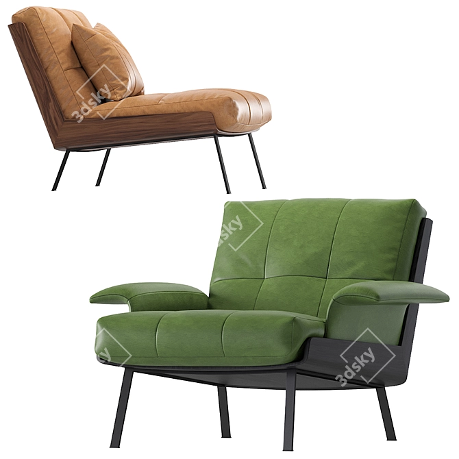 Elegant Daiki Leather Armchair 3D model image 2