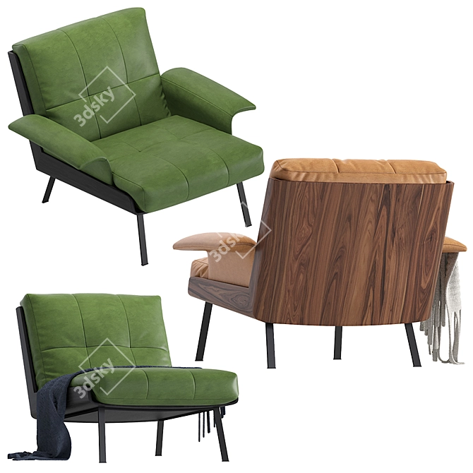 Elegant Daiki Leather Armchair 3D model image 3