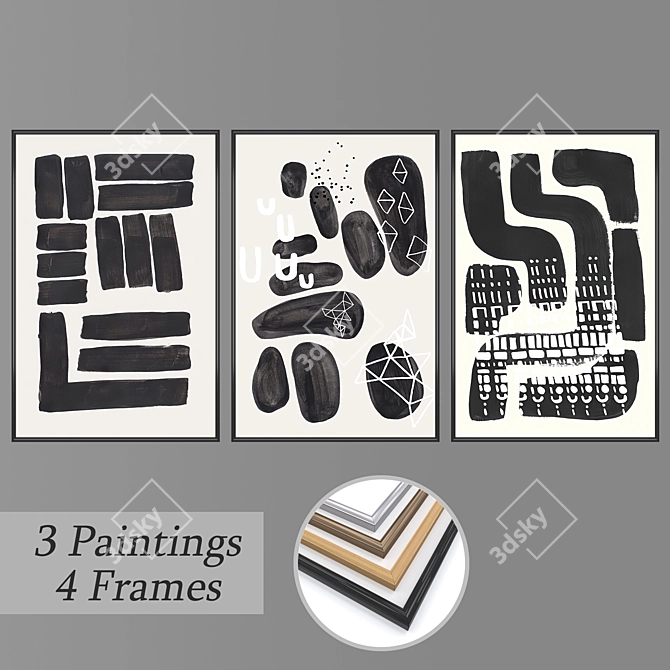 Elegant Wall Art Set 3D model image 1