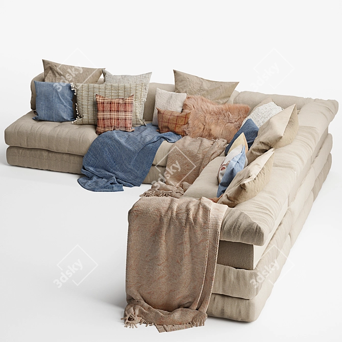 Ethnic Style Sofa: Authentic Design, Comfortable Seating 3D model image 3