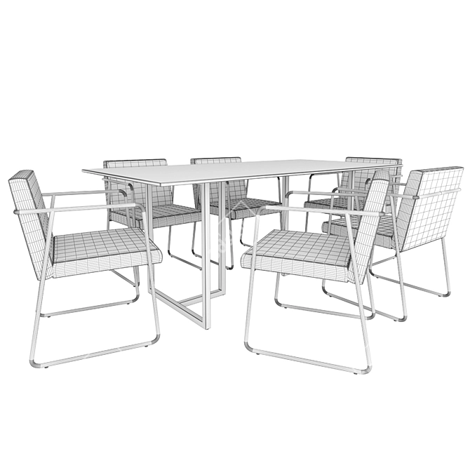 Stylish CB2 Rouka Chair Set 3D model image 3