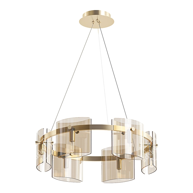 Elegant Dual Glass Pendant Chandelier 3D model image 1