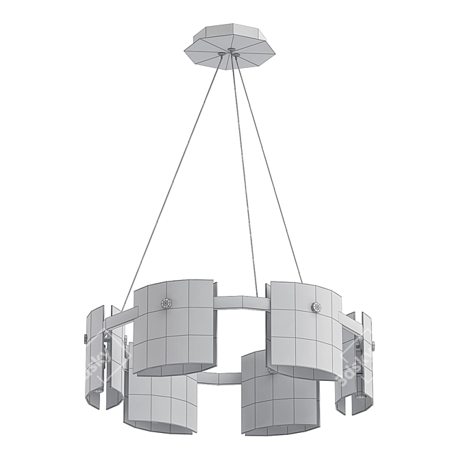 Elegant Dual Glass Pendant Chandelier 3D model image 2