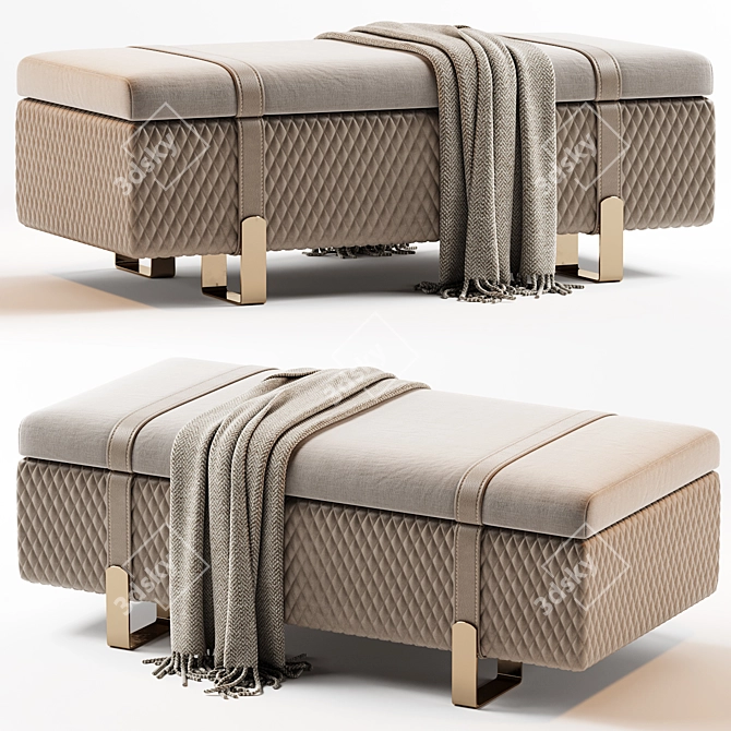 Italian Quilted Leather Ottoman Bench 3D model image 1