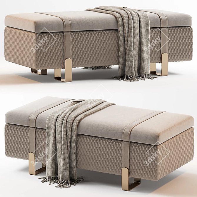 Italian Quilted Leather Ottoman Bench 3D model image 6