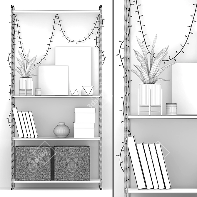 Decorative Cupboard with Garland | 770 x 310mm 3D model image 3