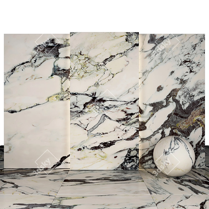 Elegant Capria Marble Tiles 3D model image 1