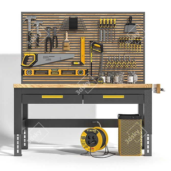 Sturdy Craftsman Workbench 3D model image 1