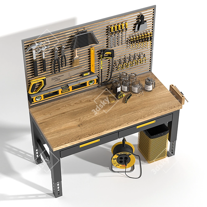 Sturdy Craftsman Workbench 3D model image 2